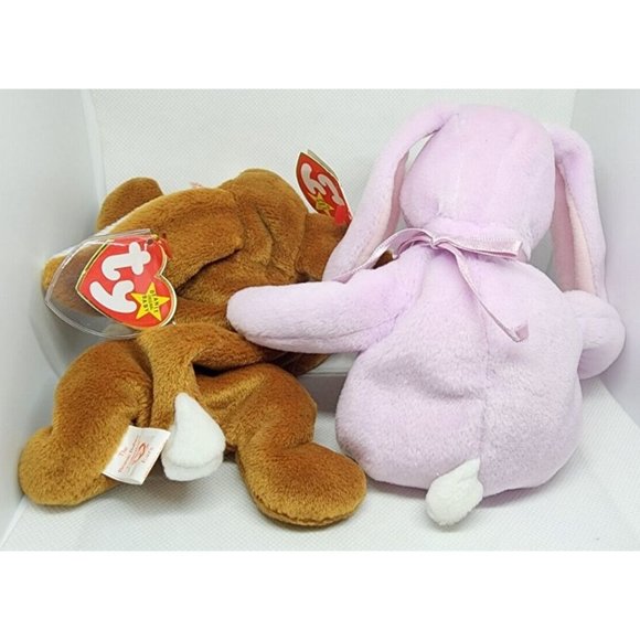 2 Vintage The Beanie Babies Ears 95 & Floppity 96 Stuffed Animals Bundle - Picture 2 of 11